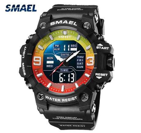 Original Luxury Fashion Men's Watch Sports Fashion Casual Watch Waterproof Luminous Silicone Watch GREEN RED