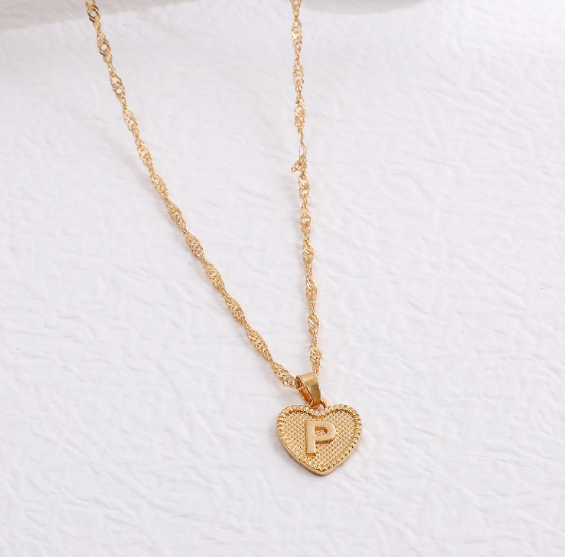26 Letter Necklace for Women Fashion Initial A-Z Heart Love Necklace Pendant Wedding Accessories Gift P