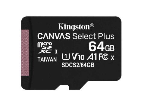 Kingston Canvas Select Plus 64GB MicroSDHC A1 UHS-I Speed Class 1 (U1) (SDCS2/64GB)