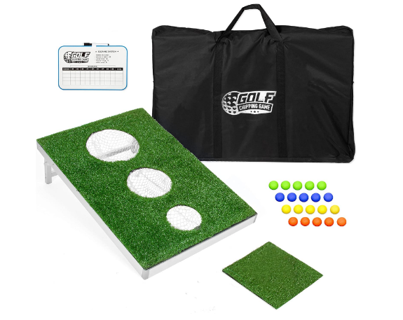 Play Platoon Golf Cornhole Game - Golf Chipping Game, Golfers Chipping Practice, Backyard Golf Game - with 20 Foam Balls, Chip Mat, Carry Case, Scoreboard