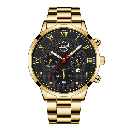 Men's Watch Sale Men's Waterproof Business Quartz Wristwatch Relo Ng Kalalakihan STEEL GOLD BLACK