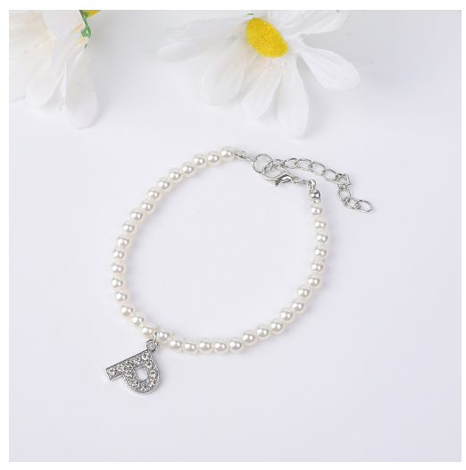 26 Letters Alphabet Initials Pearl Beaded Bracelet Bangle Women Jewelry Gift New