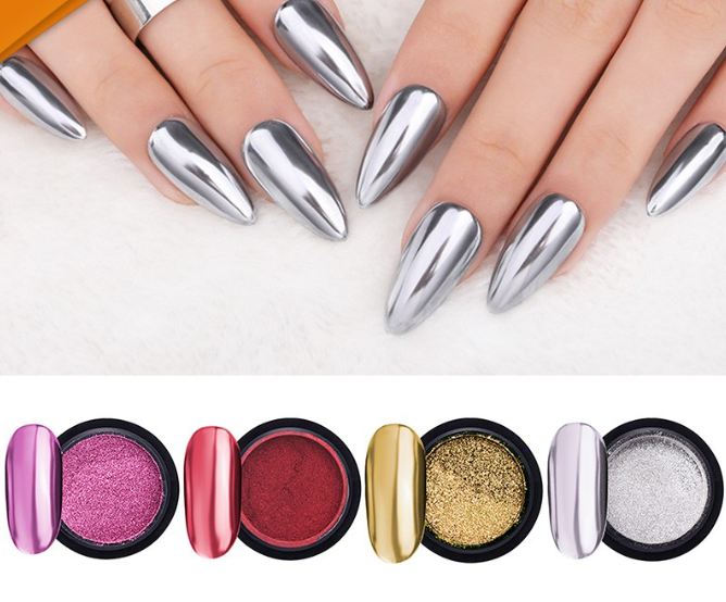 Born Pretty Mirror Nail Powder Colorful Gold Champagne Silver Purple Pink Metal Effect Glitter Dust