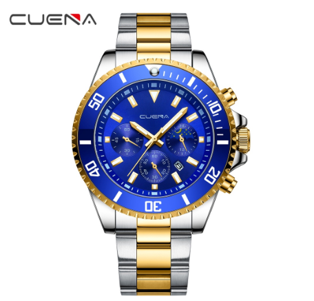 CUENA Men's Watch Top Brand Fashion Business Luxury Analog Quartz Stainless Steel Waterproof 6003 S m4