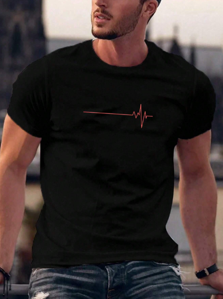 Manfinity Homme Men T-Shirts Fit Crew Neck Short Sleeve Graphic Tee Casual Simple Summer Polyester