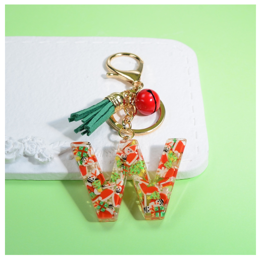 Fashion A-Z 26 Letters Keychains Christmas Tree Snowman Sequins Filling Resin Key Rings Women Bag Charms W