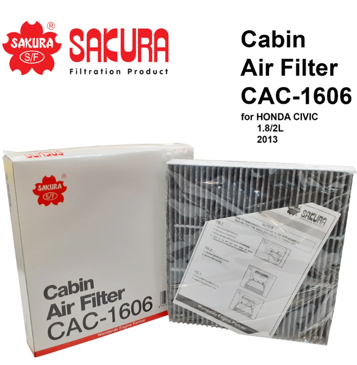 Sakura Cabin Air Filter with Activated Carbon Layer Cac1606 for Honda Civic and Cr-v