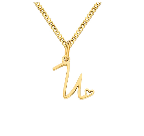 Cursive Initial Necklaces for Women Girls,14K Gold Filled Personalized Monogram Name Letter Necklace Jewelry Gifts U