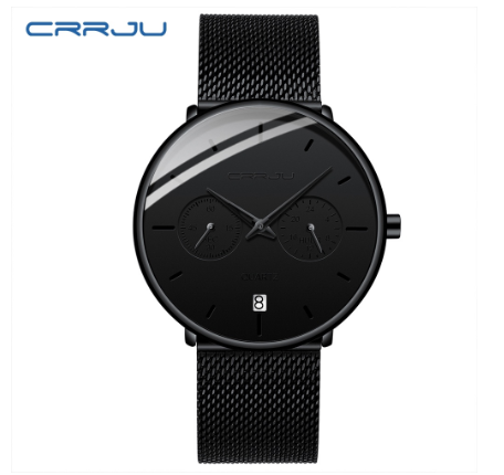 CRRJU Men's Watch Original Brand Multifunctional Fashion Business Analog Quartz Stainless Steel Waterproof 2263 X M08
