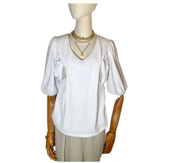 Nursing Blouse Puff Sleeve Plain Bark Nursing Top Breastfeeding Blouse Nursing wear Baptismal Outfit NB3