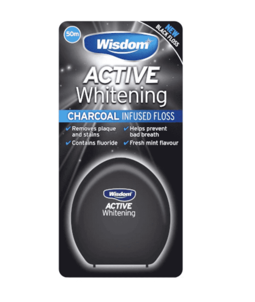 Wisdom Active Whitening Charcoal Infused Dental Floss 50m