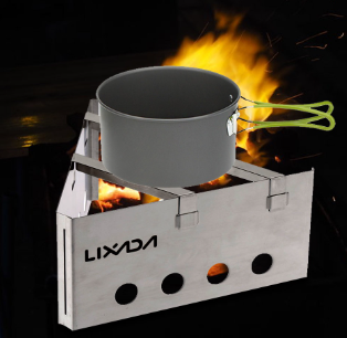 Lixada Portable Stainless Steel Lightweight Wood Stove Outdoor Cooking Picnic Camping Backpacking Burner