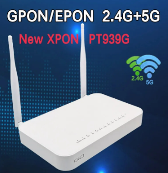 100% Original New XPON ONU GE 2USB TEL HGU WIFI 2.4G&5G Dual Band ONT EPON/GPON English Version PT939G Optical Fiber Router