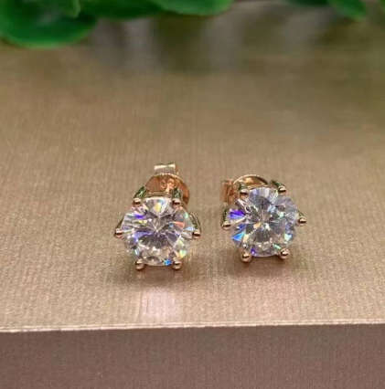 Crystal White Diamond Stud Rose Gold Jewelry Earrings CE057