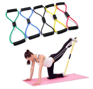Tube Stretch Fitness Pilate 8 Word Type Rubber Resistance Band/ Yoga Custom Resistance Exercise Band