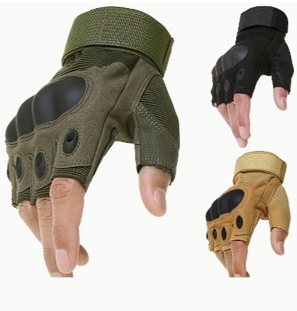 Hard Carbon Knuckle Half Finger Gloves For Motorcycle Riding