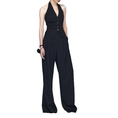 Lovito Women Backless Button Tank Top LNE38007 (Black)