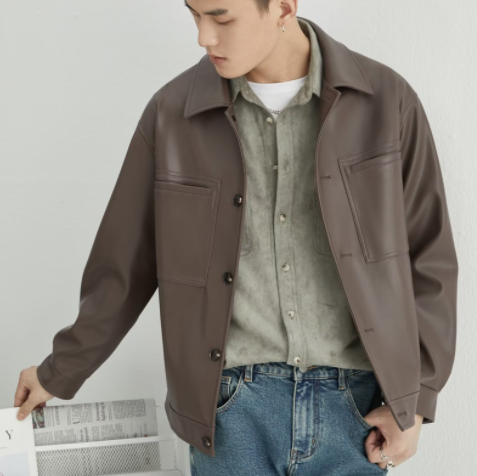 Autumn Fashion Trend Vintage Korean Style Couple Motorcycle Leather Jacket Men Lapel Casual Loose