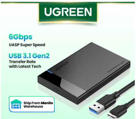 UGREEN 2.5" Enclosure Hard Drive USB 3.0 SATA III for 2.5 Inch External Max 6Gbps SSD HDD PS4 Router
