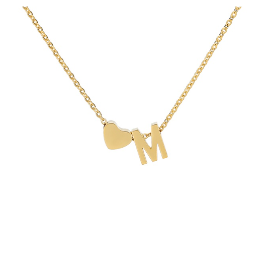 Maxzone Fashion Tiny Heart Initial Letter Necklaces For Women Stainless Steel Gold Silver Color Choker Pendant Necklace Boho Jewelry M
