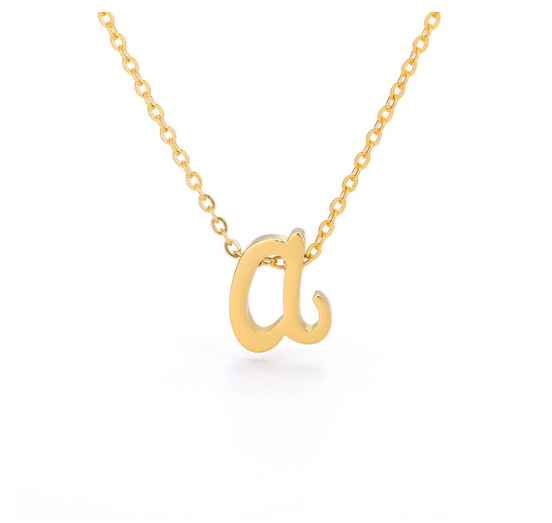 Maxzone Tiny Initial Letter Necklaces For Women Stainless Steel Old English Letter Vintage Necklace Boho Birthday Gothic Jewelry Gift A