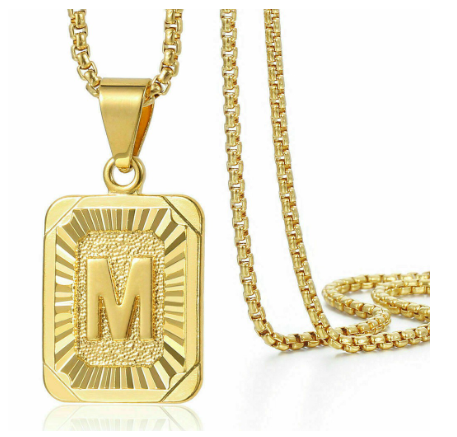 26 Letter Necklace Initial Pendant Men Women Fashion New Gold Plated Silver Plated Box Chain 22 Inch Factory Wholesale M