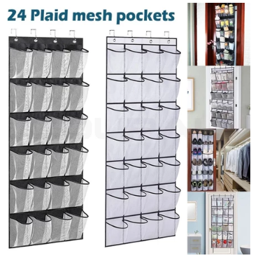 Large Over 24 Pocket Hanging Shoe Rack Organizer Mesh Shoe Box Shoes Organizer Storage Wall Mounted