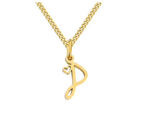 Cursive Initial Necklaces for Women Girls,14K Gold Filled Personalized Monogram Name Letter Necklace Jewelry Gifts P
