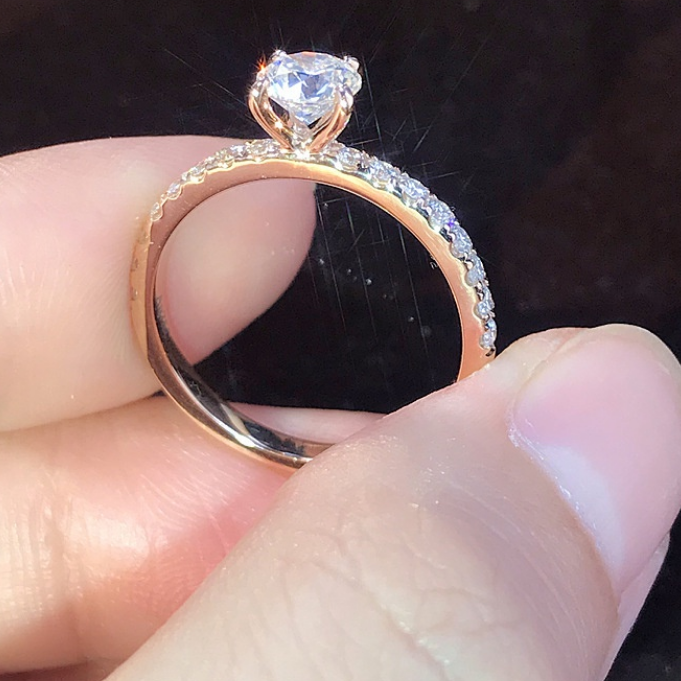 14K Gold Promise Ring Diamond Ring Wedding 925 Silver Ring Korean Jewelry