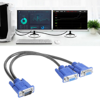 VGA Splitter 1 Computer to Dual 2 Monitor Male-Female Wire