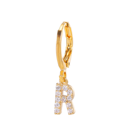 A-Z Letter Earrings Fashion Gold Plated Hoop Drop Earrings Diamond Stud Earrings Women's Jewelry R