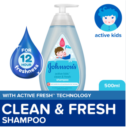 Johnson's Active Kids Clean & Fresh Baby Shampoo 500ml - Shampoo for Kids, For Kids Bath