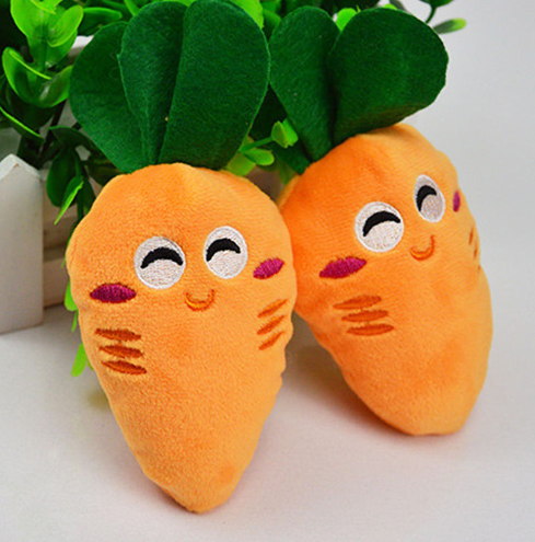 Cuttie Pettie Pet Dog Toys Sounding Interactive Carrot Puppy Chew Plush Toy