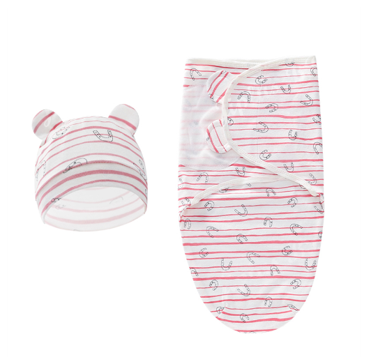 Newborn Baby Muslin Swaddle Blanket Hat Set Swaddle Bedding Wrap Blanket Baby Swaddling S21