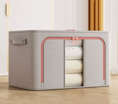 Storage Box Collapsible Clothes Organizer Cabinet Linen Gray Blue 28/80/110/130L