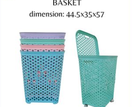 8190 COLORED LAUNDRY BASKET WITH COVER AND WHEELS/Laundry basket in Pastel Color/storage/organizer
