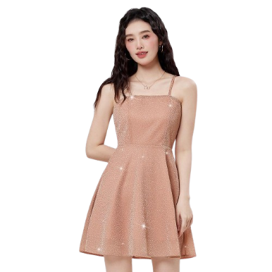 Lovito Women Slip Dress L33ED025 (Champagne)