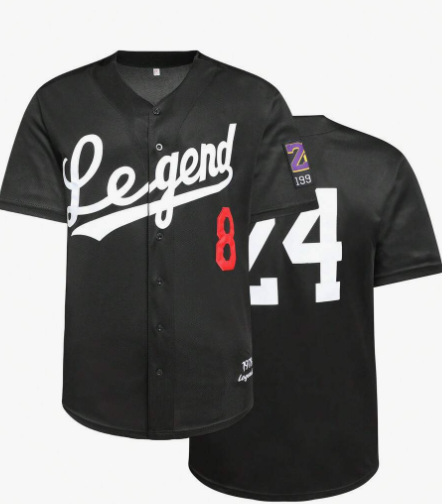 Men's Baseball Jersey 8 24 Black Button-Down Embroidered Sports Jersey T-Shirt Gym Clothes Men Basic T Shirt