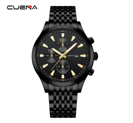 CUENA Original Men's Watches Fashion Brand Stainless Steel Gold Luxury Business Casual Water Resistant Quartz Analog 6053 M4