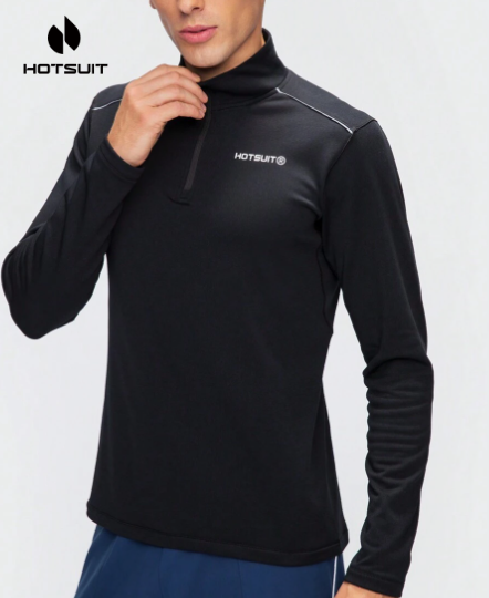 HOTSUIT Men's Letter Printed Sporty Stand Collar T-Shirt Gym Clothes Men Basic T Shirt