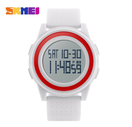 Skmei 1206 Men Women Digital Waterproof Ultra-Thin Watch  WHITE
