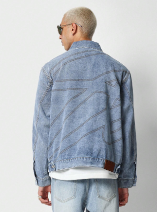SUMWON Denim Jacket With Contrast Back Stitch Pattern