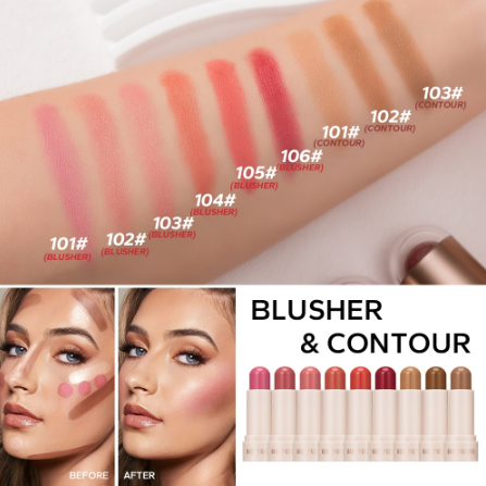Beauty Glazed Cream Blush Stick Hydrating Gloss Lip & Cheek 2 in 1 On Balm Face Makeup 6 Colors