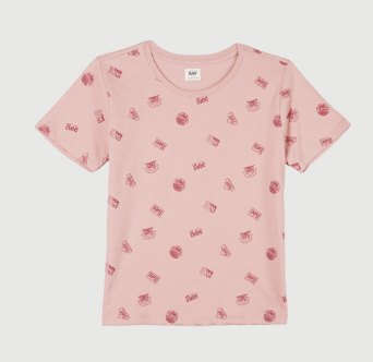 Stylistic Mr. Lee Ladies Basic Tees Round Neck T Shirt All Over Print Boxy Fit 144595-U Pink