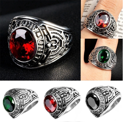 Ring Military Model Stainless Steel Men's Diamond Ring Jewelry