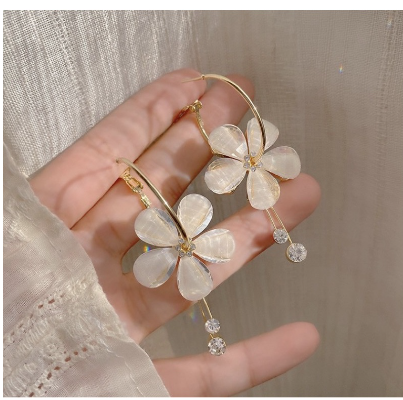 Fashion Style Hoop Flower Earrings Accessories for Women, Hypoallergenic