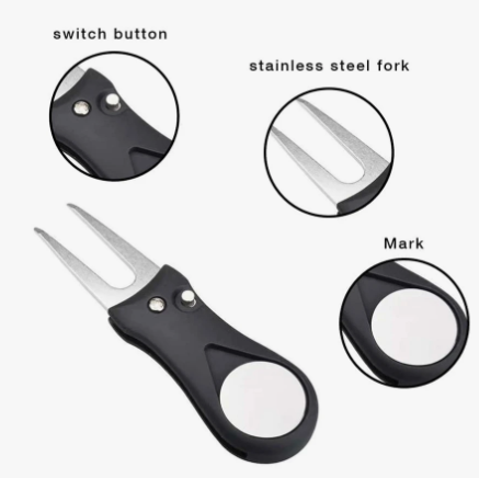 1pc Black Divot Repair Tool & Ball Marker Golf Accessory