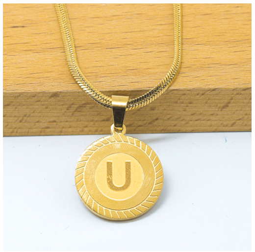 Laj High Quality Stainless Steel Letter Pendant Necklace with Free box U