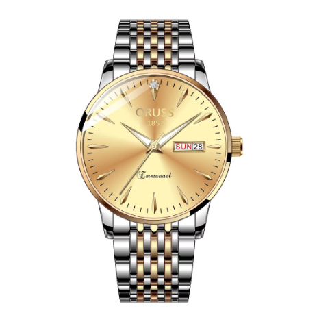 ORUSS Original Swiss Luxury Stainless Steel Waterproof Watch Men's Calendar Luminous Simple Trendy Korean Watch M6