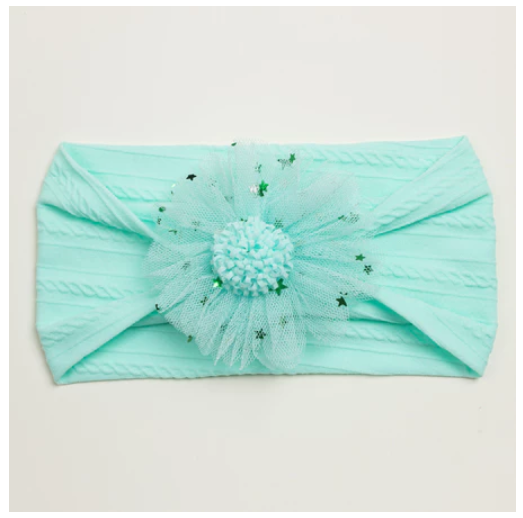 1Pcs Baby Candy Color Flower Seamless Wide Headscarf Baby Nylon Headband Cute Princess Accessories Soft Comfortable HS12